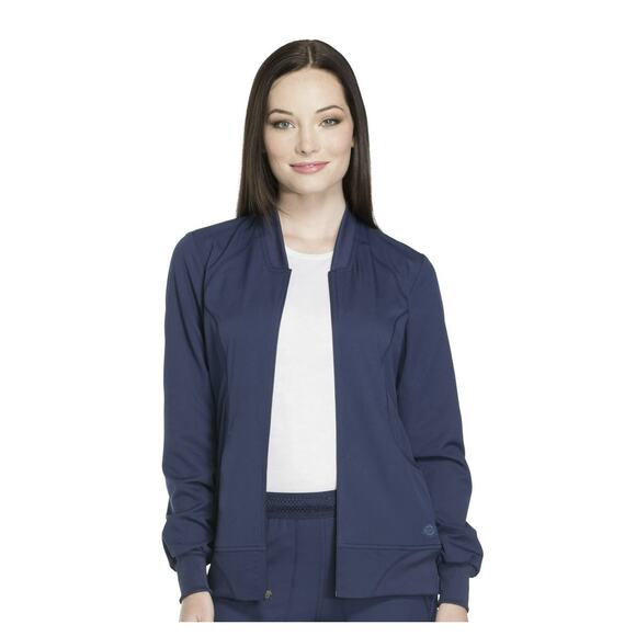 Dickies Zip Front Warm-Up Scrub Jacket WMNS M Blue Sweater Long Sleeve Uniform - Picture 2 of 13
